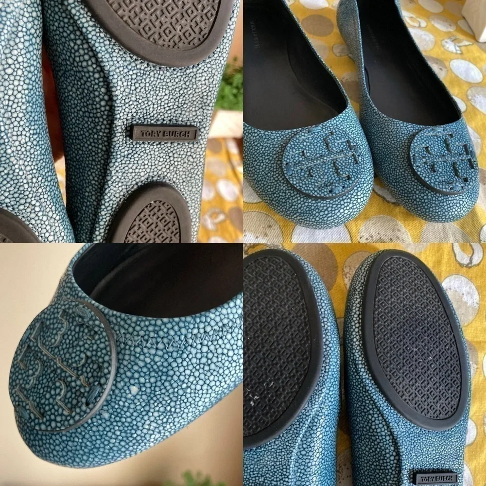 Tory Burch Minnie travel Razza print flats size 8M